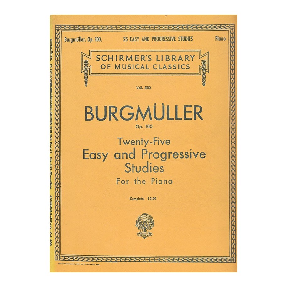 Schirmer's Burgmuller Op100 Twenty Five Easy And Progressive Studies 1930